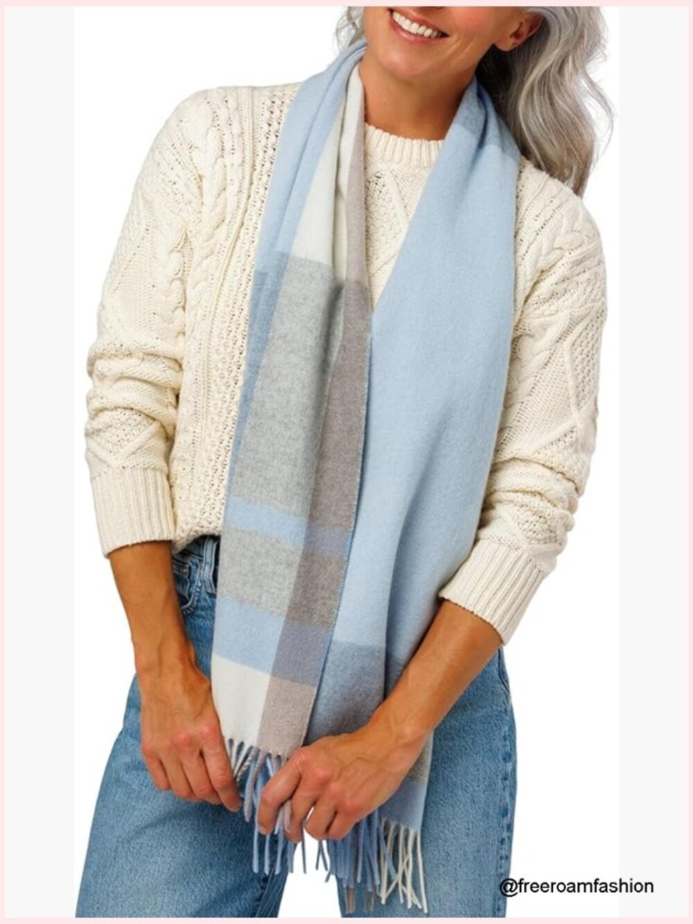 Pure Cashmere Winter Scarf with Fringe Detail